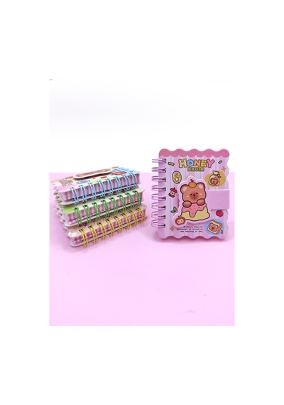 Honey Bear Cırtlı Cep Boy Sevimli Ayıcık Mini Not Defteri 7x8 Cm - Pembe