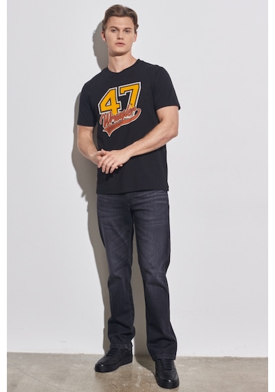 Regular Fit Normal Kesim Bisiklet Yaka Siyah Tişört W231228001 Siyah