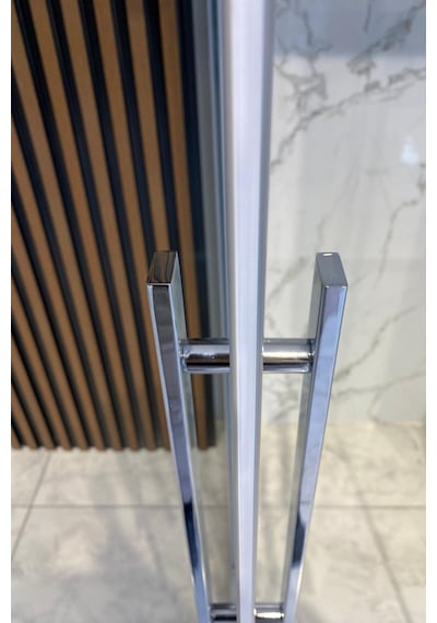 Yükseklik 200 Cm - Gümüş - 6 Mm Temperli Şeffaf Cam Duşakabin Özel Seri Büyük Kulp Diğer