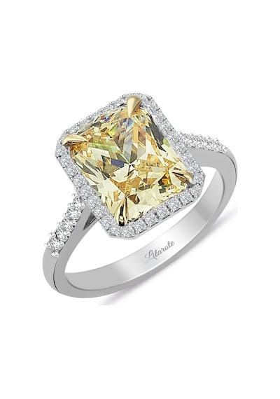 Pırlanta Ve Sarı Topaz Baget Kesim Tektaş Yüzük