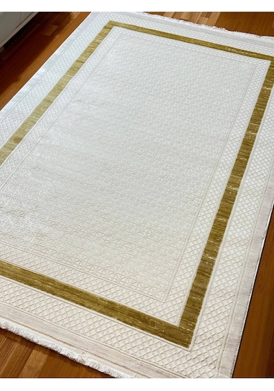 9681 Krem - Gold Akrilik Dokuma Halı Yumuşak Salon Oturma Odası Halısı