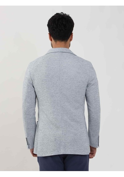 Dufy İndigo Erkek Slim Fit Armürlü Mono Yaka Ceket - 104434-ındigo İndigo