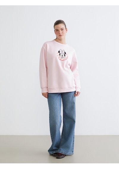 Lcw Comfort Pembe Minnie Mouse Baskılı Kadın Kalın Sweatshirt
