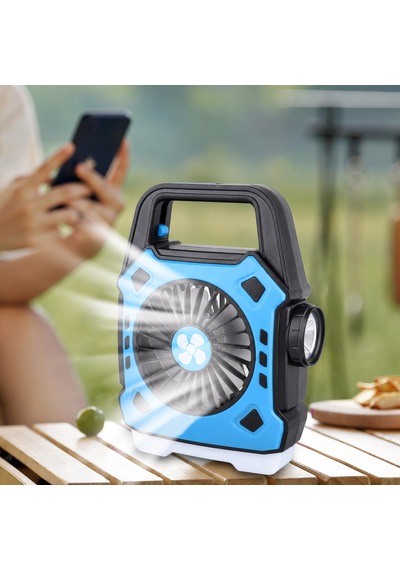 Kamp Tipi Şarjlı 5 Modlu 3+2 Led El Feneri Işıldak - 3 Kademe Soğutucu Fan Vantilatör