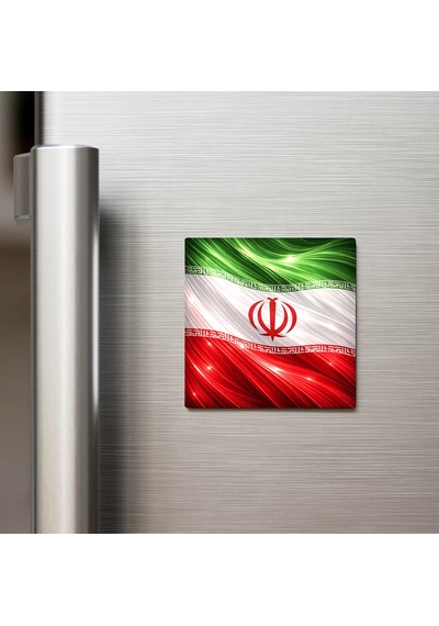 İran Iran Abstract Ülke Bayraklı Buzdolap Magneti - 9x9 Cm