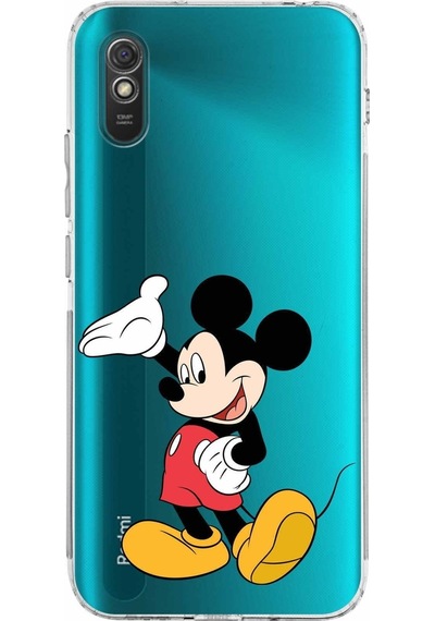 Xiaomi Redmi 9a Kamera Korumalı Kapak Mickey Mouse Tasarımlı Şeffaf Kılıf Şeffaf