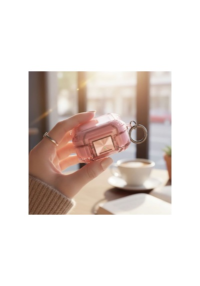 Caseonn Galaxy Buds 2 - Buds 2 Pro Kılıf Transparan Emniyet Kilitli Pembe