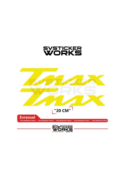 Yamaha Tmax Uyumlu Yazı Sticker Yüksek Kalite Özel Kesim Folyo 2'li Set Sarı