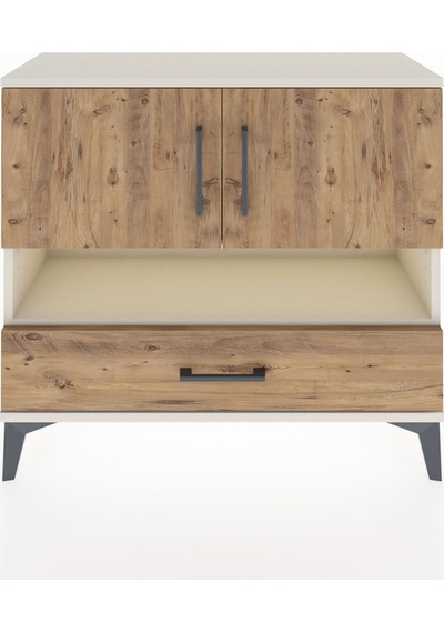 Arges Şifonyer 3 Raflı Tek Çekmeceli 2 Kapaklı 88x30x80 Aytaşı-çam Aytası