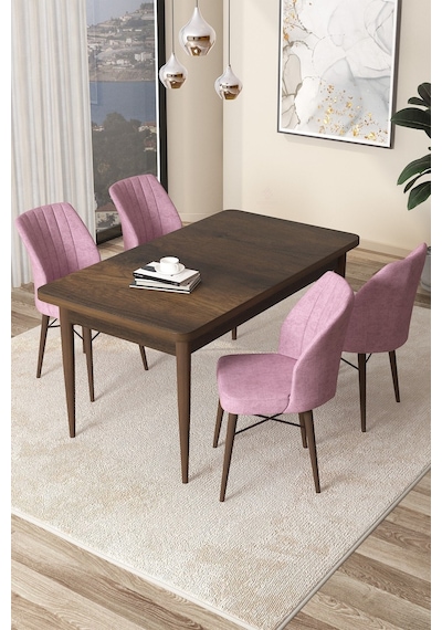 Canisa Concept Arp Serisi, 71x110 Sabit Mutfak Masa Takımı, Barok Ahşap Desen Masa 4 Pembe Sandalye Masa Barok Ahşap Desen Sandalye Pembe Canisa Concept Arp Serisi, 71x110 Sabit Mutfak Masa Takımı, Barok Ahşap Desen Masa 4 Pembe Sandalye Masa Barok Ahşap Desen Sandalye Pembe