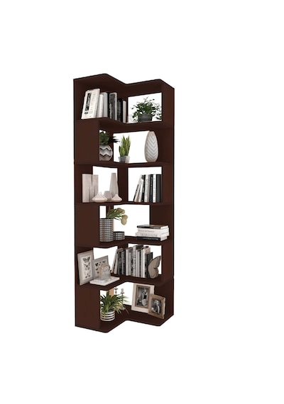Woodesk Bohem, Ahşap, Masa Ve Köşe Kitaplık Takımı, Ceviz Renk