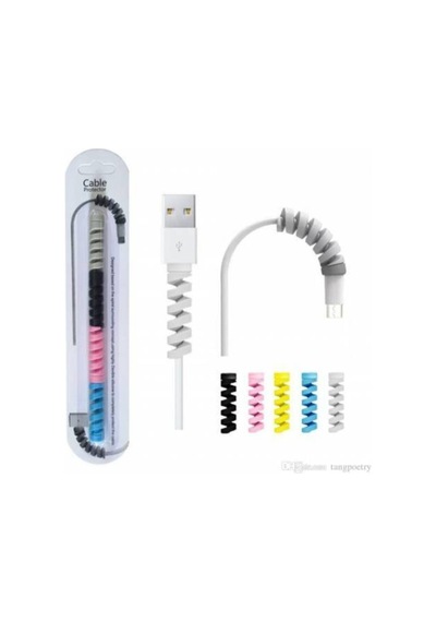 Telefon Şarj Kablo Koruyucu Silikon Spiral Usb Koruyucu 4lü Paket