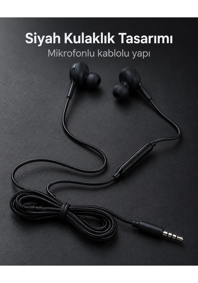 Nm Store Silikon Uçlu Mikrofonlu Siyah Kablolu Kulak İçi Kulaklık