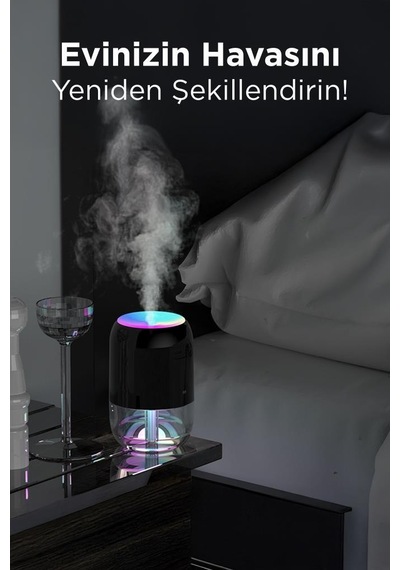 Torima H6 Pembe 200ml Ultrasonik Renkli Hava Nemlendirici Buhar Makinesi Ve Aroma Difüzörü