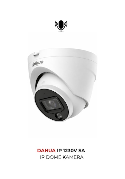 Ipc-hdw1230v-sa-0280b 2mp 30m Ir Gece Görüşlü Dome Ip Kamera Sesli Mikrofonlu