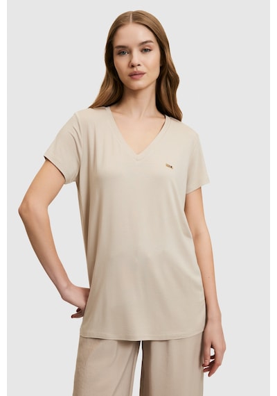 U.S. Polo Assn. U.s. Polo Assn. Kadın Taş Tişört Basic 50323448-vr049 Taş Rengi