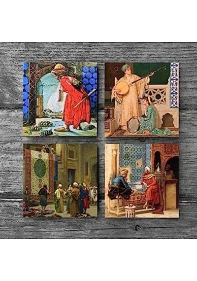 Satranç Oyunu, Kaplumbağa Terbiyecisi, İki Müzisyen Kız, Göreme Halı Tüccarı Taş Bardak Altlığı Seti - 4 Parça - Dekoratif, Rustik Mutfak Aksesuarı, 10x10 Cm, Kaydırmaz Tabanlı Sc141 Satranç Oyunu, Kaplumbağa Terbiyecisi, İki Müzisyen Kız, Göreme Halı Tüccarı Taş Bardak Altlığı Seti - 4 Parça - Dekoratif, Rustik Mutfak Aksesuarı, 10x10 Cm, Kaydırmaz Tabanlı Sc141