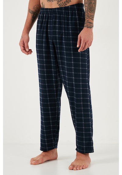 Buratti Kareli Yumuşak Dokulu Regular Fit Uzun Kollu Erkek Pijama Takımı 609611060 Lacivert