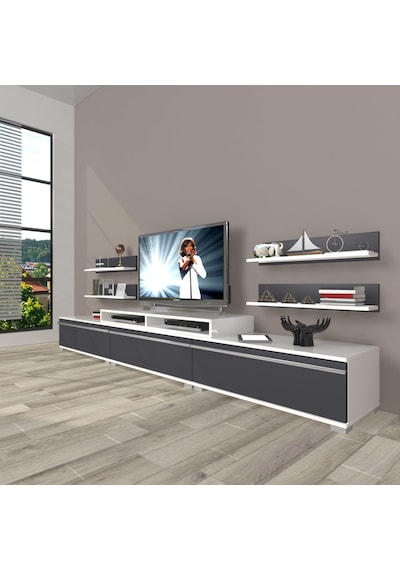 Decoraktiv Ekoflex 270r Mdf Tv Ünitesi Tv Sehpası Beyaz - Antrasit