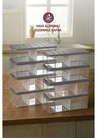 Selka Home 8 Adet 2 Lt. Nora Bölmeli Organizer Buzdolabı Buzluk Düzenleyici Saklama Kabı