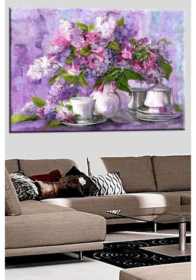Talya Tablo Mor Çiçekler Sümbül. 50x35 Cm. Zengin İçerik İçin Mağazamızı Ziyaret Ediniz.. 50 X 35 No-9261