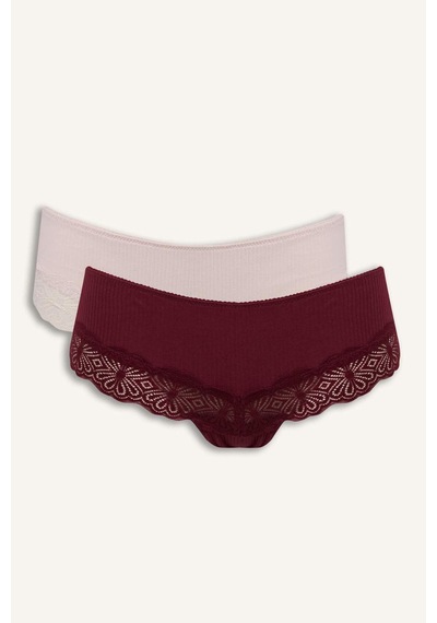 Defacto Dantel Detaylı Ribana 2li Hipster Külot G8362ax26spbr115 Bordo-br115