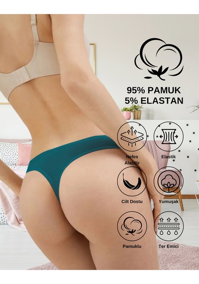 Alya Underwear Kadın Külot Pamuklu String - 5 Adet Siyah Tanga S, M, L, Xl Multicolor-p24