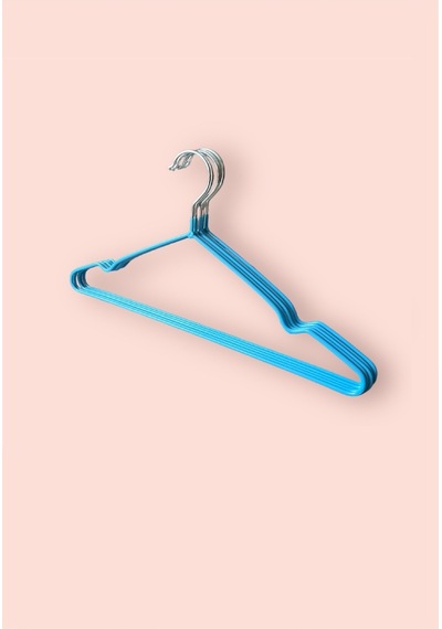 Slikon Kaplı Metal Askı - Mavi 5 Adet Metal Pembe Diğer