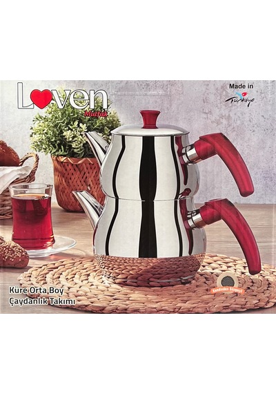 Loven Küre Orta Boy Çaydanlık Takımı Kırmızı