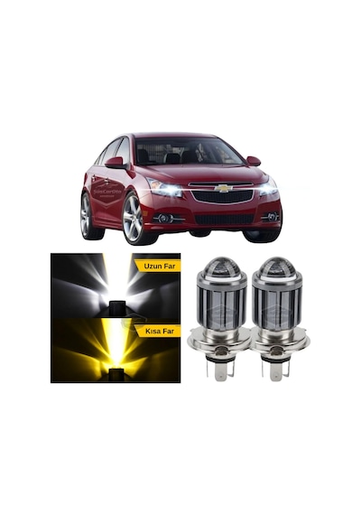 Chevrolet Cruze 2008-2016 Uyumlu Mercekli Far Ampulü Led Xenon Çift Renk Sarı-beyaz Far Şimşek Etki Csp Led Lamba LED Far 53784650