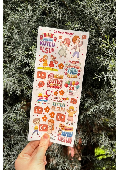 23 Nisan Mini Sticker Seti 3 Sayfa Okul Etkinlik Ve Hediye Sticker Çocuk Bayramı Sınıf Hediyelk Çok Renkli