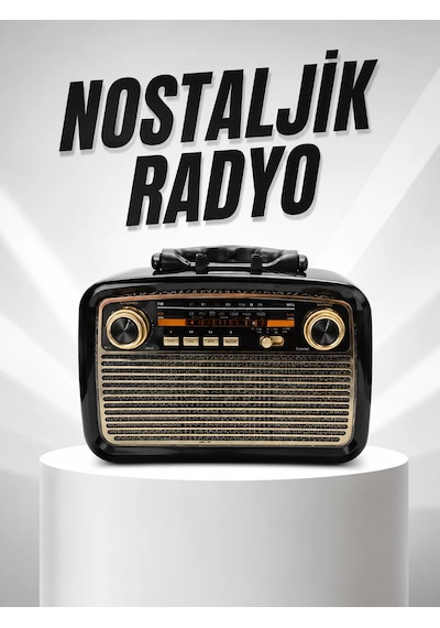 Hepsi Müzik Kutusu Bluetooth Bağlantılı El Fenerli Nostaljik Tasarım Radyo Najmaddin
