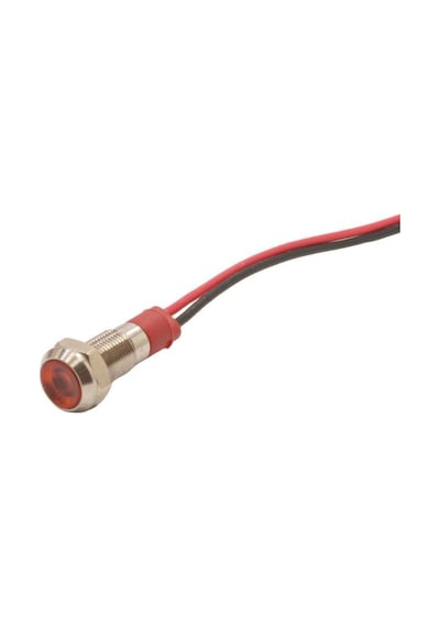 Motorobit 06L-P1 6Mm 12-24V Kablolu Metal Sinyal Lambası - Kırmızı