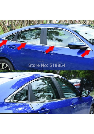 Honda Civic Fc5 Krom Komple Cam Çıtası 8 Parça Set