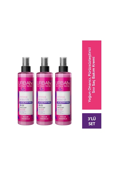 Intense & Keratin Aşırı Yıpranmış Ve Cansız Saçlara Özel Sıvı Saç Bakım Kremi Set 3x200ml-vegan