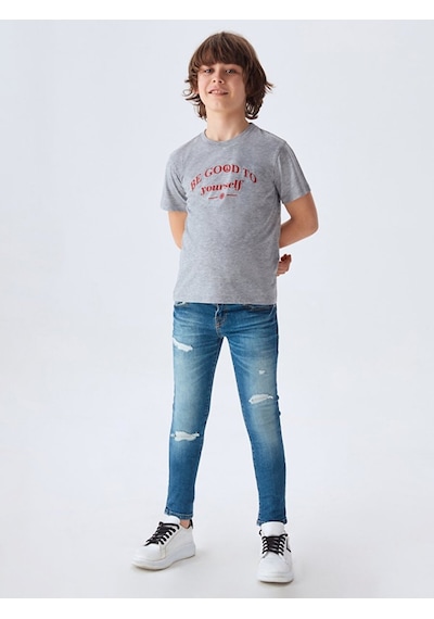 Ltb Ltb Logolu Bisiklet Yaka Gri T-shırt 03222284606481 203 03222284606481_203 Gri