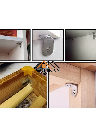 25 ad. L Demir Gönye Köşebent 15x27x27mm - Mobilya Dolap Raf Ahşap Köşe Bağlantı Aparatı