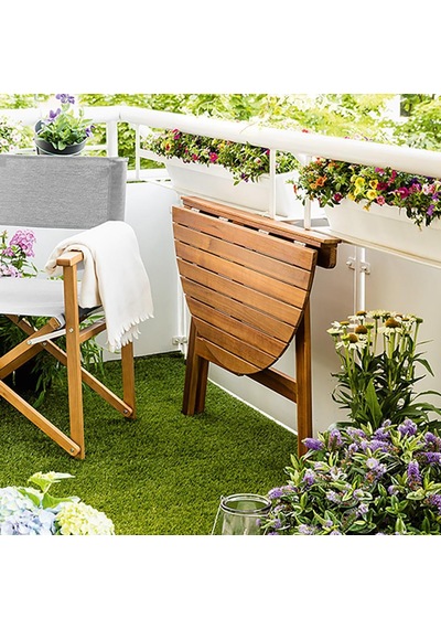 Ahşap Yarım Balkon Masası Kahverengi