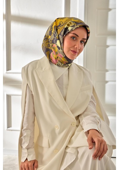Silk Home Twill İpek Eşarp 11483-11 Antrasit, Sarı, Pembe, Gri, Füme, Yağ Yeşili