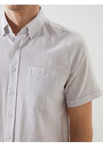 Lcwaıkıkı Classic Gri Regular Fit Keten Karışımlı Erkek Gömlek