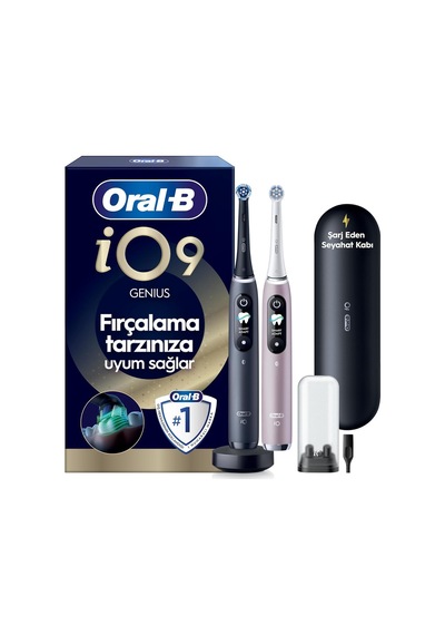 Oral-b İo9 Şarjlı/elektrikli Diş Fırçası, 2'li Set, Rose Quartz &amp Siyah, 2 Fırça Başlığı, Hızlı Manyet Diğer