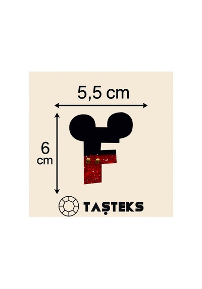 Taşlı Ütülenebilen Veya Sticker Olarak Kullanılabilen ' Mickey F ' Harfi