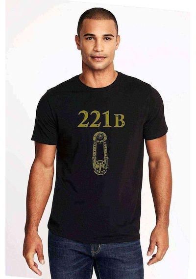 Sherlock Holmes Baskılı Siyah Erkek Tshirt (528603671)