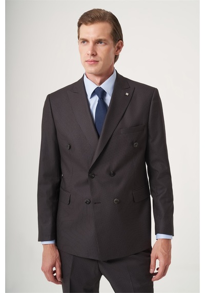 İmza Kahverengi-bej Kırlangıç Yaka Çizgili Kruvaze 6 Drop Slim Fit Tam Astar Esnek Takım Elbise 1001260284 Kahverengi - Bej İmza Kahverengi-bej Kırlangıç Yaka Çizgili Kruvaze 6 Drop Slim Fit Tam Astar Esnek Takım Elbise 1001260284 Kahverengi - Bej
