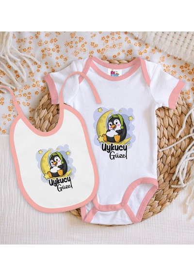 Bk Kids Uykucu Güzel Tasarımlı Pembe Bebek Body Zıbın Ve Mama Önl Çok Renkli