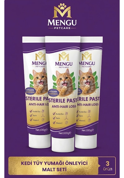 Tüy Dökülme Engelleyici, Tüy Yumağı Ve Kusma Önleyici Multivitamin Kedi Malt Macun 100 Gr - 3 Lü Set