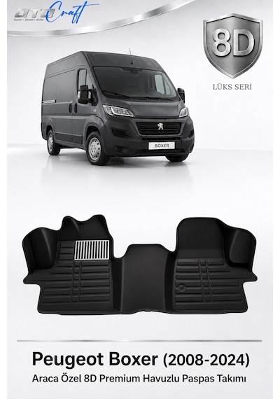 Otocraft Peugeot Boxer 2008-2024 Araca Özel 8d Havuzlu Oto Paspas Takımı Siyah Ön Kabin