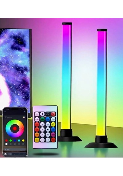 2'li Set Bluetoothlu Rgb Ambiyans Ledi Masaüstü Masası Rgb Ekolayzer Led Işık Çubuğu .