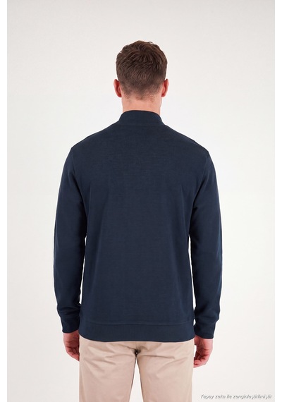 Buratti Pamuklu Regular Fit Dik Yaka Cepli Hırka Erkek Hırka 5905891 İndigo