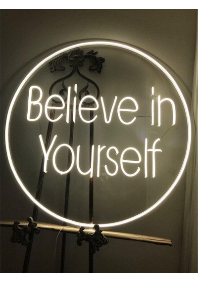 Believe In Yourself Neon Işıklı Şeffaf Pleksi